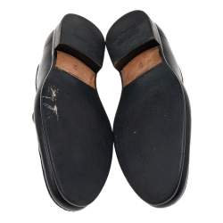 Salvatore Ferragamo Black Leather Gancio Slip On Loafers Size 43.5