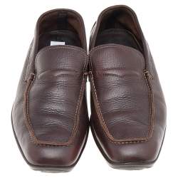 Salvatore Ferragamo Dark Brown Leather Slip On Penny Loafers Size 41.5