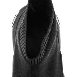 Pre Owned Salvatore Ferragamo Black Knit Fabric Gancini Sock Sneakers Size 45