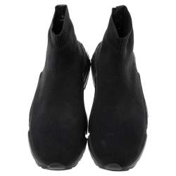 Pre Owned Salvatore Ferragamo Black Knit Fabric Gancini Sock Sneakers Size 45