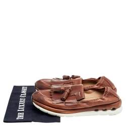 Pre Owned Salvatore Ferragamo Brown Leather Tassel Fringe Loafers Size 42