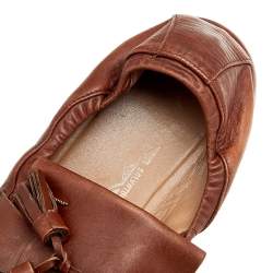 Pre Owned Salvatore Ferragamo Brown Leather Tassel Fringe Loafers Size 42