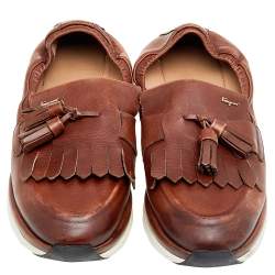 Pre Owned Salvatore Ferragamo Brown Leather Tassel Fringe Loafers Size 42