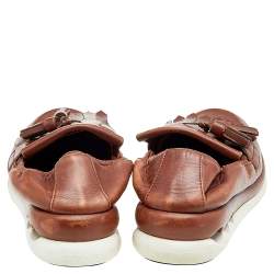 Pre Owned Salvatore Ferragamo Brown Leather Tassel Fringe Loafers Size 42