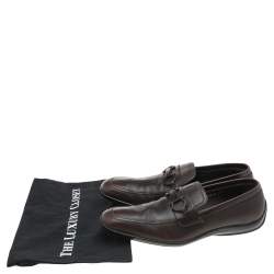 Salvatore Ferragamo Dark Brown Leather Gancini Bit Slip On Loafers Size 42