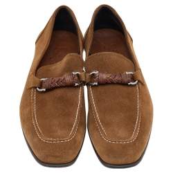 Pre Owned حذاء لوفرز سالفاتوري فيراغامو سويدي بني مزين غانسيني بيت مقاس 42