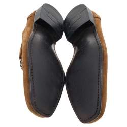 Pre Owned حذاء لوفرز سالفاتوري فيراغامو سويدي بني مزين غانسيني بيت مقاس 42