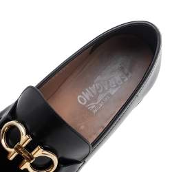 Pre Owned Salvatore Ferragamo Black Leather Gancini Bit Loafers Size 43