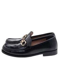 Pre Owned Salvatore Ferragamo Black Leather Gancini Bit Loafers Size 43