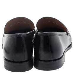 Pre Owned Salvatore Ferragamo Black Leather Gancini Bit Loafers Size 43