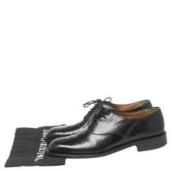 Pre Owned Salvatore Ferragamo Black Leather Lace-Up Oxfords Size 43