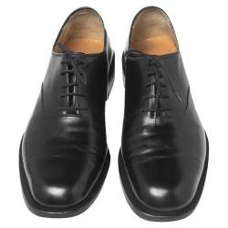 Pre Owned Salvatore Ferragamo Black Leather Lace-Up Oxfords Size 43