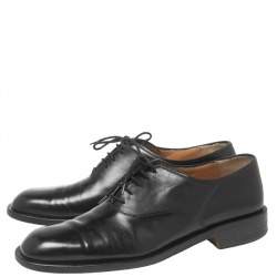 Pre Owned Salvatore Ferragamo Black Leather Lace-Up Oxfords Size 43