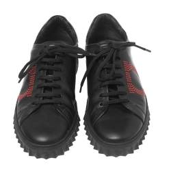 Salvatore Ferragamo Black Leather Cube 8 Logo Sneakers Size 44