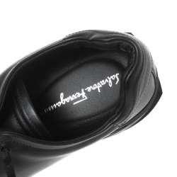 Salvatore Ferragamo Black Leather Cube 8 Logo Sneakers Size 44