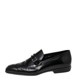 Pre Owned حذاء لوفرز سالفاتوري فيراغامو جلد أسود سليب أون مقاس 44