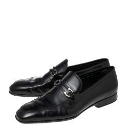 Pre Owned حذاء لوفرز سالفاتوري فيراغامو جلد أسود سليب أون مقاس 44