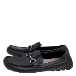 Salvatore Ferragamo Black Leather Gancini Bit Slip On Loafers Size 43