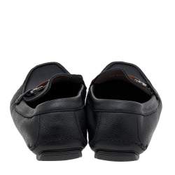 Salvatore Ferragamo Black Leather Gancini Bit Slip On Loafers Size 43