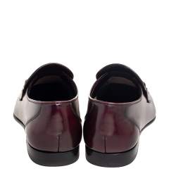 مملوكة مسبقًا حذاء لوفرز سالفاتوري فيراغامو بافيا غانشي ني بيت جلد عنابي مقاس 40.5