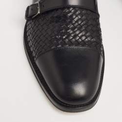 Pre Owned Salvatore Ferragamo Black Leather Tramezza Double-Monk Loafers Size 43