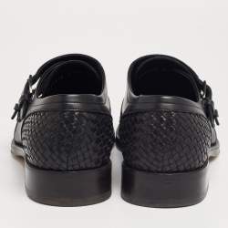 Pre Owned Salvatore Ferragamo Black Leather Tramezza Double-Monk Loafers Size 43