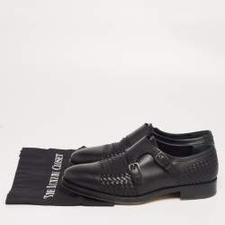 Pre Owned Salvatore Ferragamo Black Leather Tramezza Double-Monk Loafers Size 43