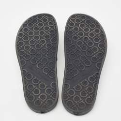 Pre Owned Salvatore Ferragamo Dark Blue Rubber Amos Slides Size 43