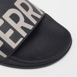 Pre Owned Salvatore Ferragamo Dark Blue Rubber Amos Slides Size 43