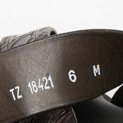 Salvatore Ferragamo Dark Brown Gancini Embossed Leather Cross Strap Sandals Size 40