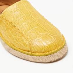 Salvatore Ferragamo Yellow Crocodile Leather Lampedusa Flat Espadrilles Size 42