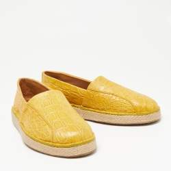 Salvatore Ferragamo Yellow Crocodile Leather Lampedusa Flat Espadrilles Size 42