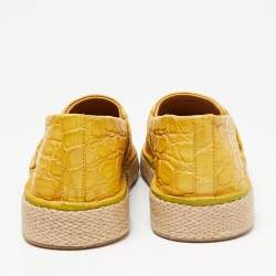 Salvatore Ferragamo Yellow Crocodile Leather Lampedusa Flat Espadrilles Size 42