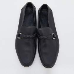 Pre Owned Salvatore Ferragamo Black Leather Gancini Bit Slip On Loafers Size 41.5