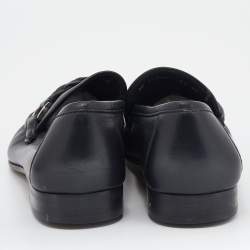 Pre Owned Salvatore Ferragamo Black Leather Gancini Bit Slip On Loafers Size 41.5