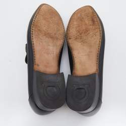 Pre Owned Salvatore Ferragamo Black Leather Gancini Bit Slip On Loafers Size 41.5