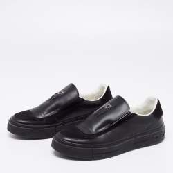 Pre Owned Salvatore Ferragamo Black Leather and Suede Low Top Sneakers Size 40