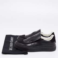 Pre Owned Salvatore Ferragamo Black Leather and Suede Low Top Sneakers Size 40