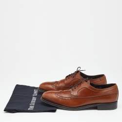 Pre Owned Salvatore Ferragamo Brown Brogue Leather Lace Up Derby Size 43.5