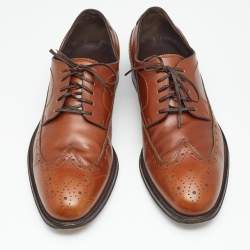 Pre Owned Salvatore Ferragamo Brown Brogue Leather Lace Up Derby Size 43.5