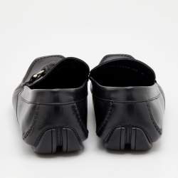 Pre Owned Salvatore Ferragamo Black Leather Gancini Bit Slip On Loafers Size 42