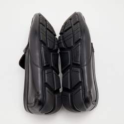 Pre Owned Salvatore Ferragamo Black Leather Gancini Bit Slip On Loafers Size 42