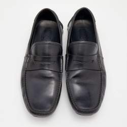 Pre Owned Salvatore Ferragamo Black Leather Penny Slip On Loafers Size 42.5