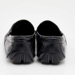 Pre Owned Salvatore Ferragamo Black Leather Penny Slip On Loafers Size 42.5