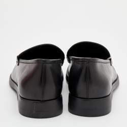 Pre Owned Salvatore Ferragamo Black Leather Double Gancio Loafers Size 43