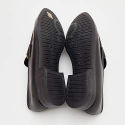 Pre Owned Salvatore Ferragamo Black Leather Double Gancio Loafers Size 43