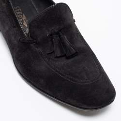 Pre Owned Salvatore Ferragamo Black Suede Loreno Tassel Slip On Loafers Size 42.5