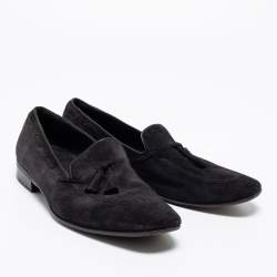 Pre Owned Salvatore Ferragamo Black Suede Loreno Tassel Slip On Loafers Size 42.5