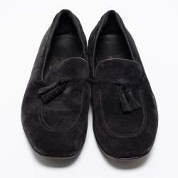 Pre Owned Salvatore Ferragamo Black Suede Loreno Tassel Slip On Loafers Size 42.5