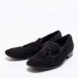 Pre Owned Salvatore Ferragamo Black Suede Loreno Tassel Slip On Loafers Size 42.5